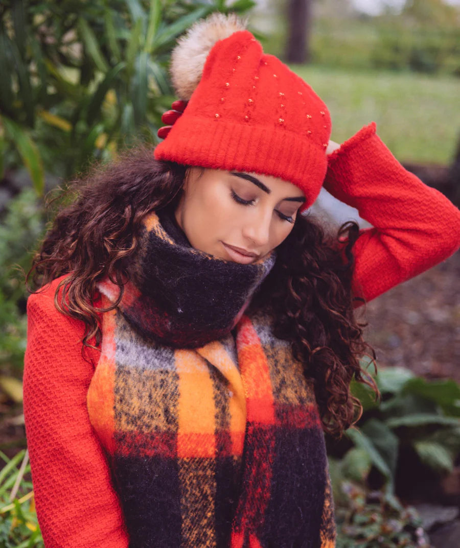 Alora - Soft Embellished Pom Pom Hat