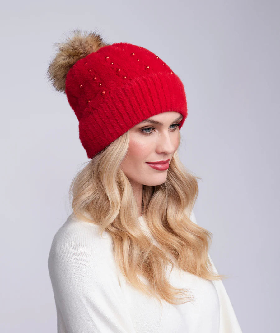 Alora - Soft Embellished Pom Pom Hat