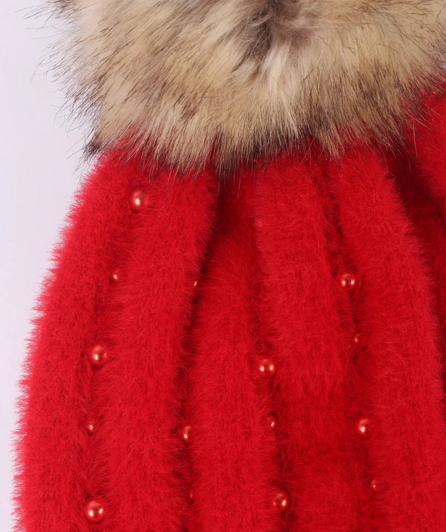 Alora - Soft Embellished Pom Pom Hat