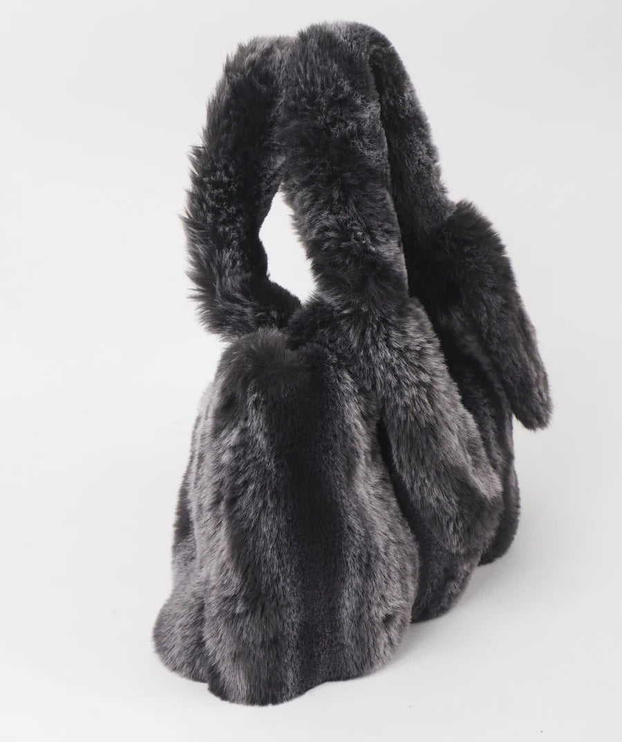 Alpine - Black Ombre Plush Faux Fur Tote Bag