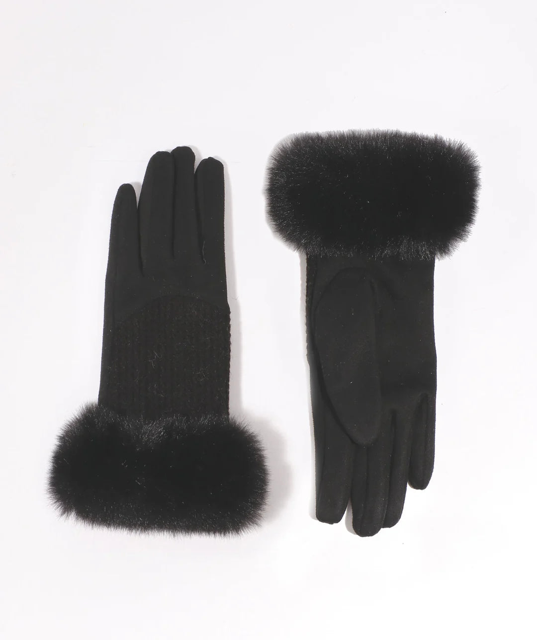 Aria - Cable Knit Glove with Faux Fur Cuff