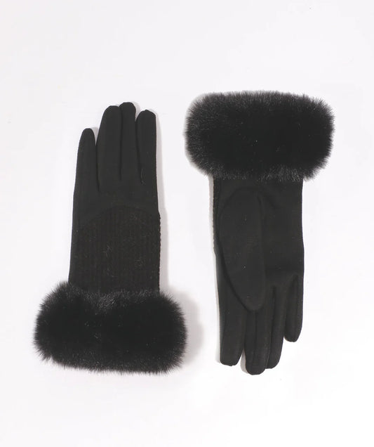 Aria - Cable Knit Glove with Faux Fur Cuff