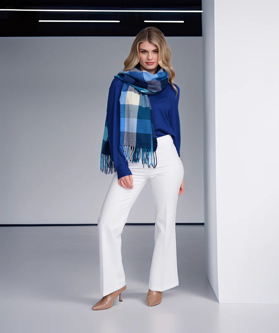 Aria - Blue Check Winter Scarf