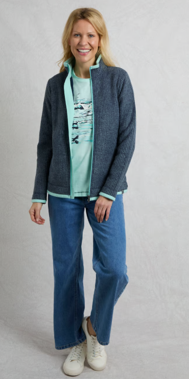 Ariana Eco Full Zip Grid Fleece - Rich Navy
