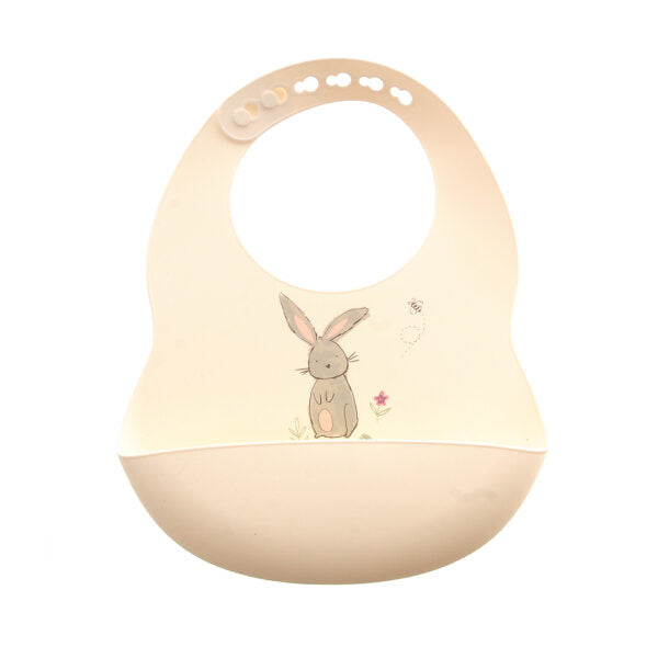 Bunnies on Cream Silicone Catch it Bib