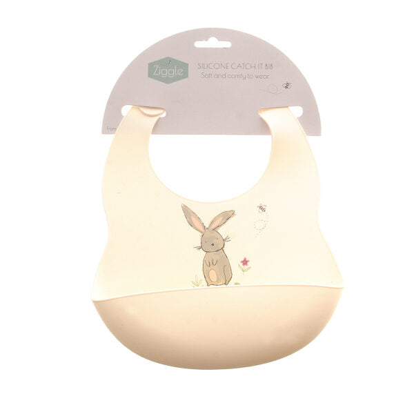 Bunnies on Cream Silicone Catch it Bib