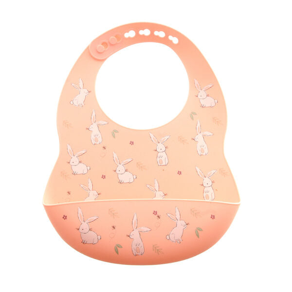 Bunnies on Pink Silicon Catch it Bib