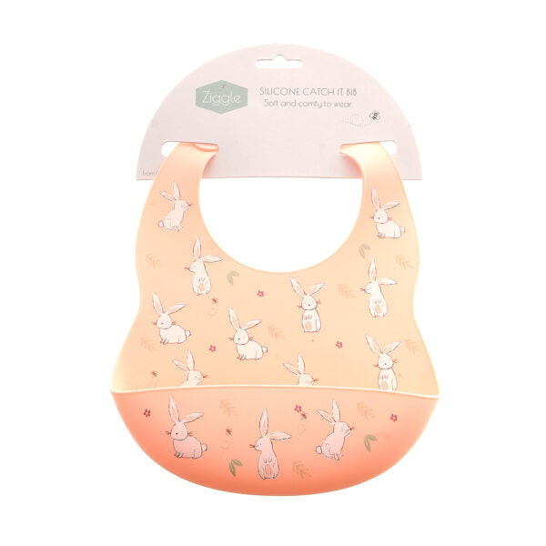 Bunnies on Pink Silicon Catch it Bib