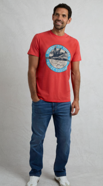 Coasting Eco Front Print Graphic T-Shirt - Retro Red