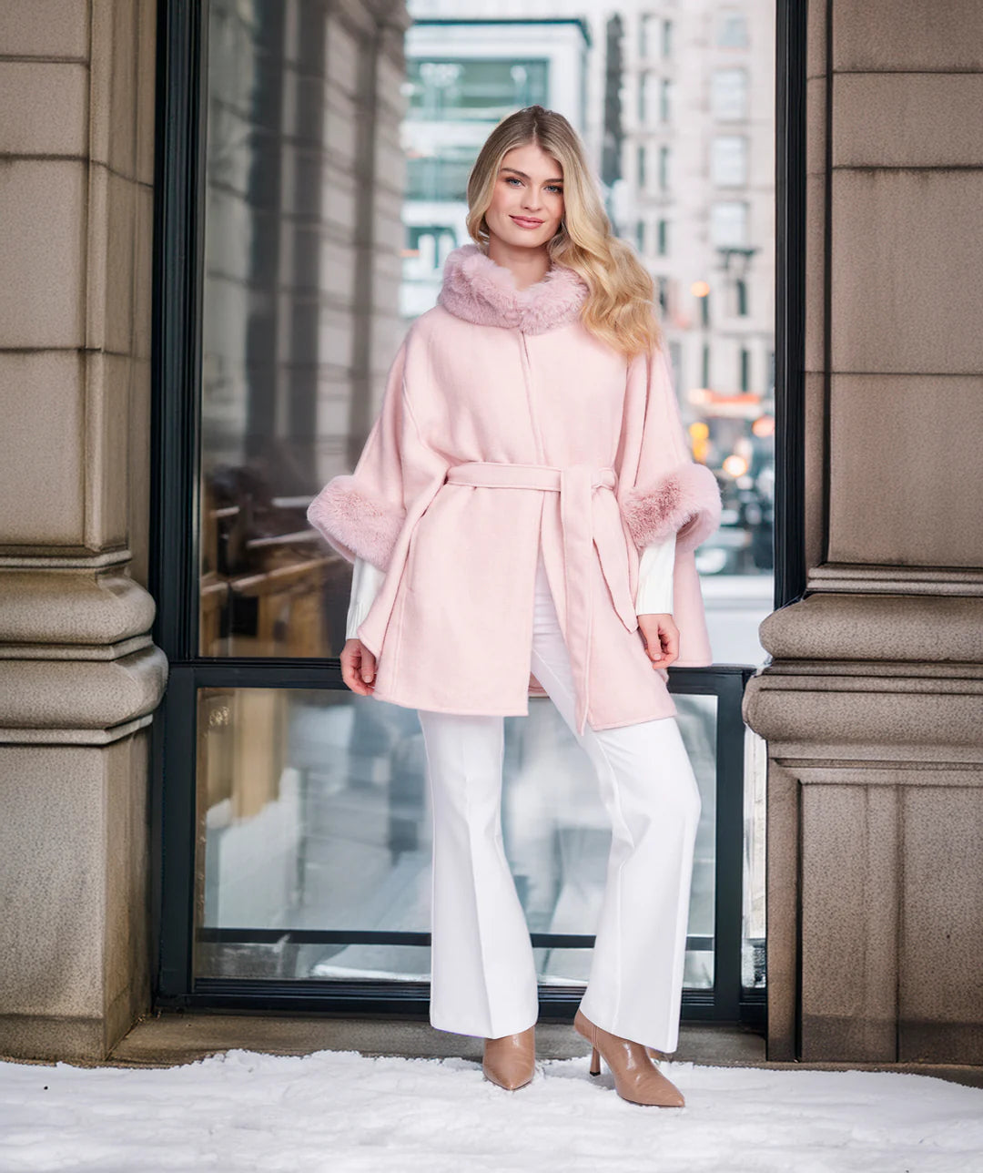 Dawn - Cape with Faux Fur Trim