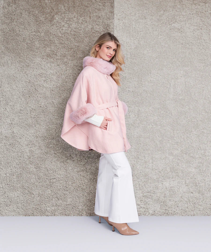 Dawn - Cape with Faux Fur Trim