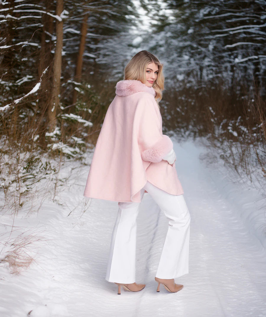 Dawn - Cape with Faux Fur Trim