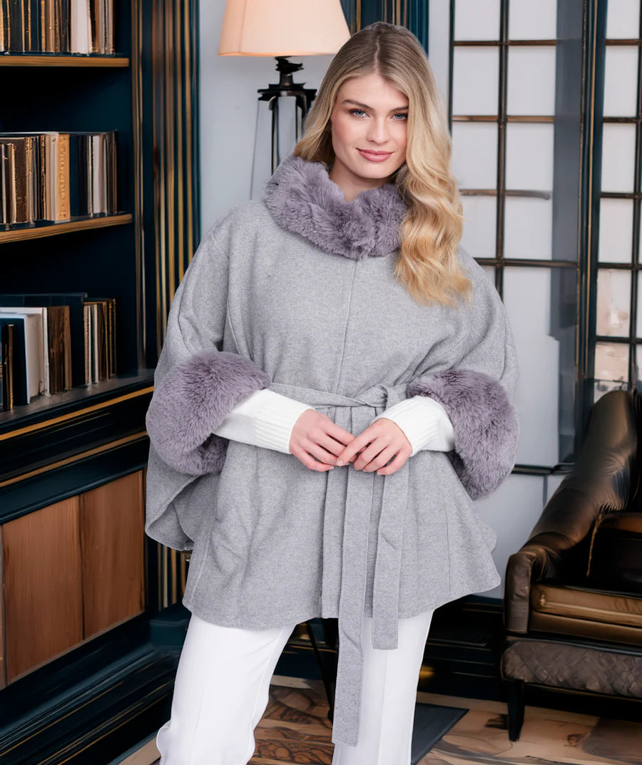 Dawn - Cape with Faux Fur Trim