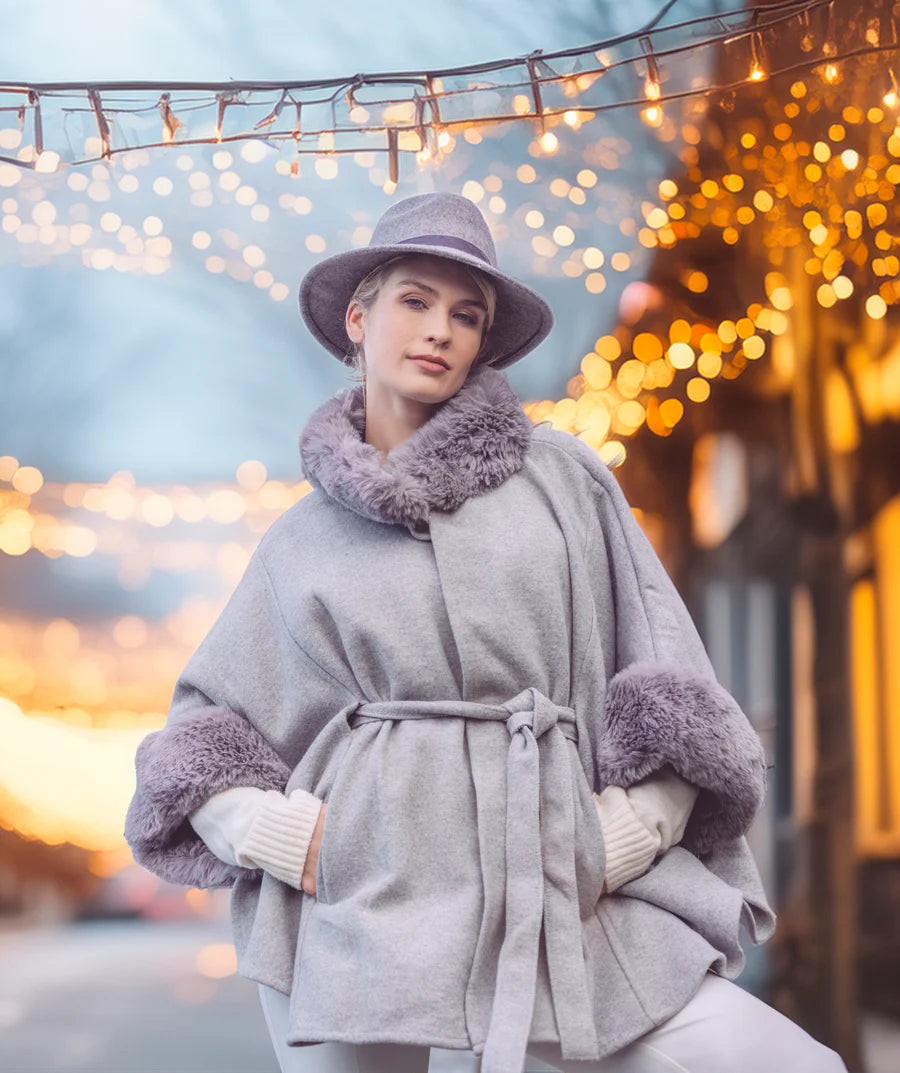 Dawn - Cape with Faux Fur Trim