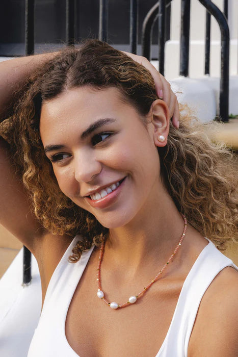 Gold Plated Earrings with Freshwater Pearl and a Free Gift Box