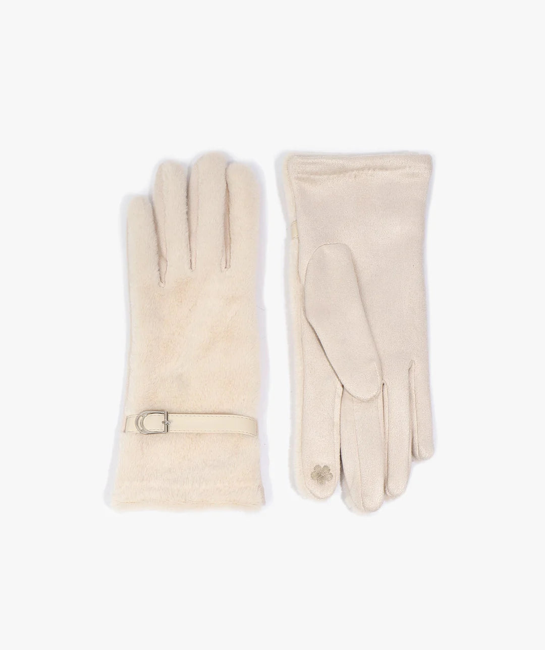 Evie - Cream Lined Faux Fur Gloves