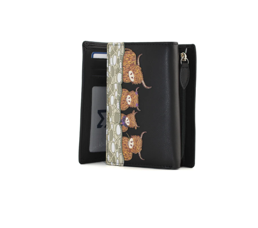 Bella Family Large Tri-Fold Purse - Black