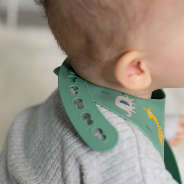 Giraffes & Elephants Silicone Catch it Bib