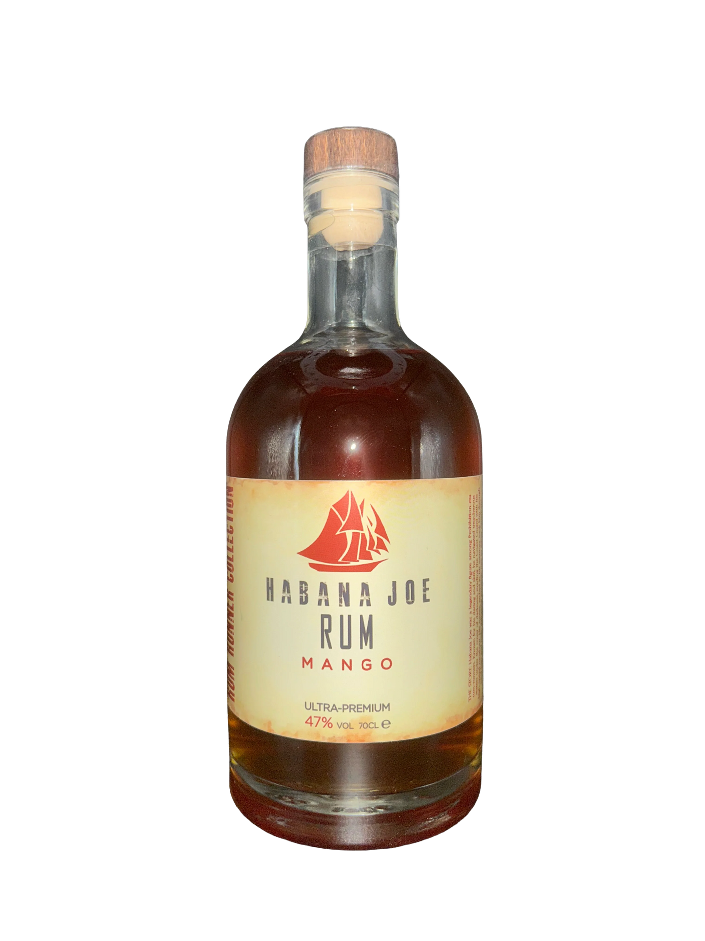 Bottle of Habana Joe Rum Mango on a white background