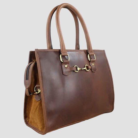 Abigail Snaffle Bag in Leather and Suede