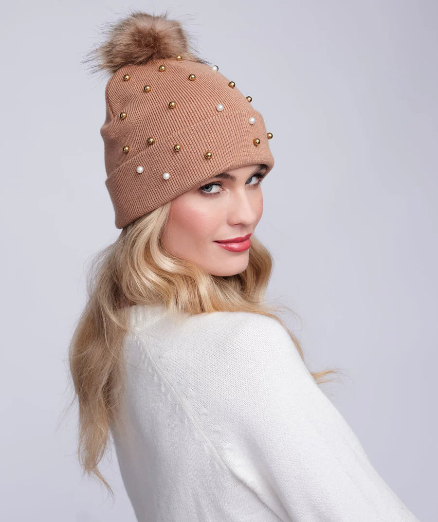 Lovato - Pearl Embellished Knitted Beanie Hat
