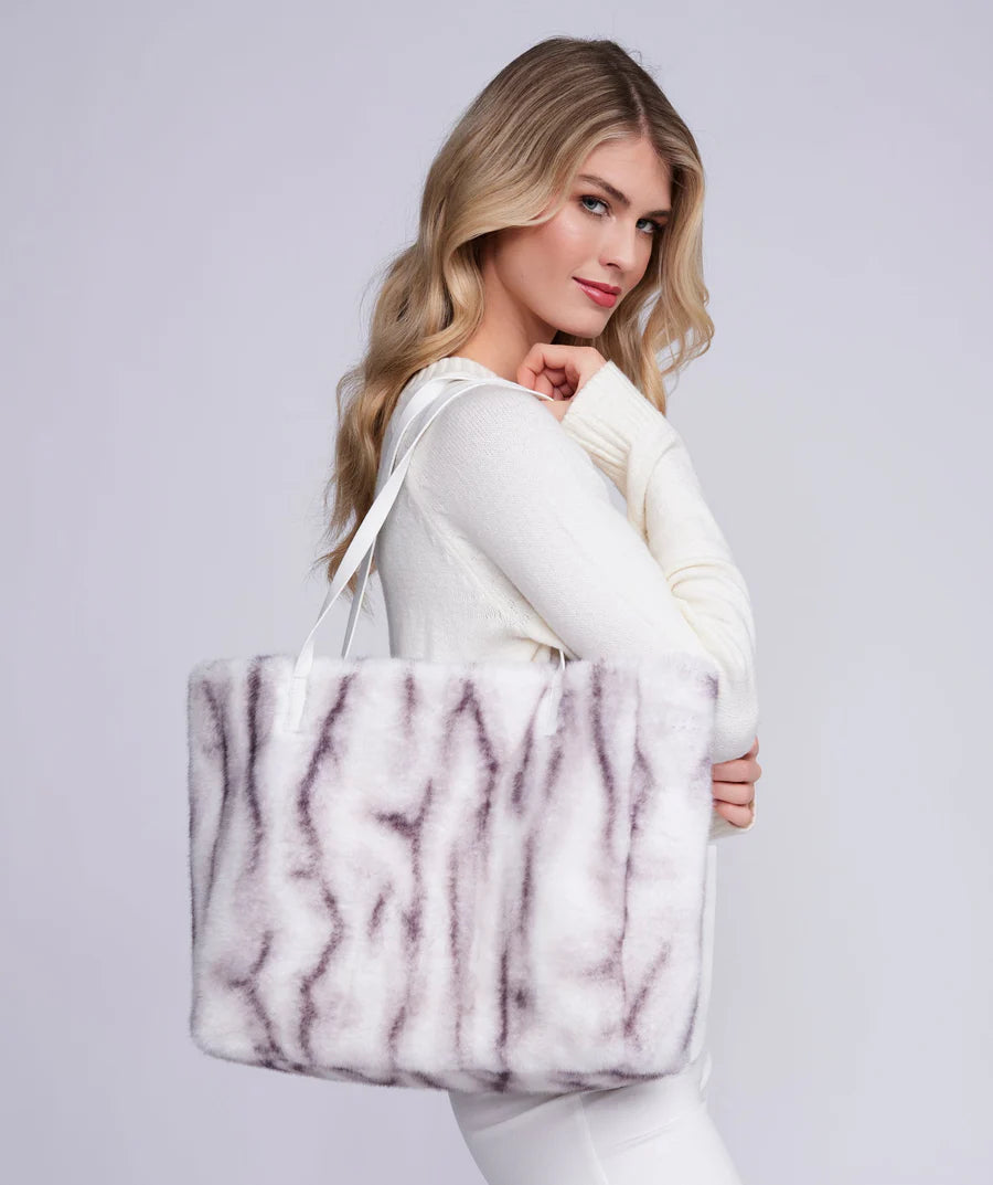 Marilyn - Silver Grey Ombre Faux Fur Tote Bag