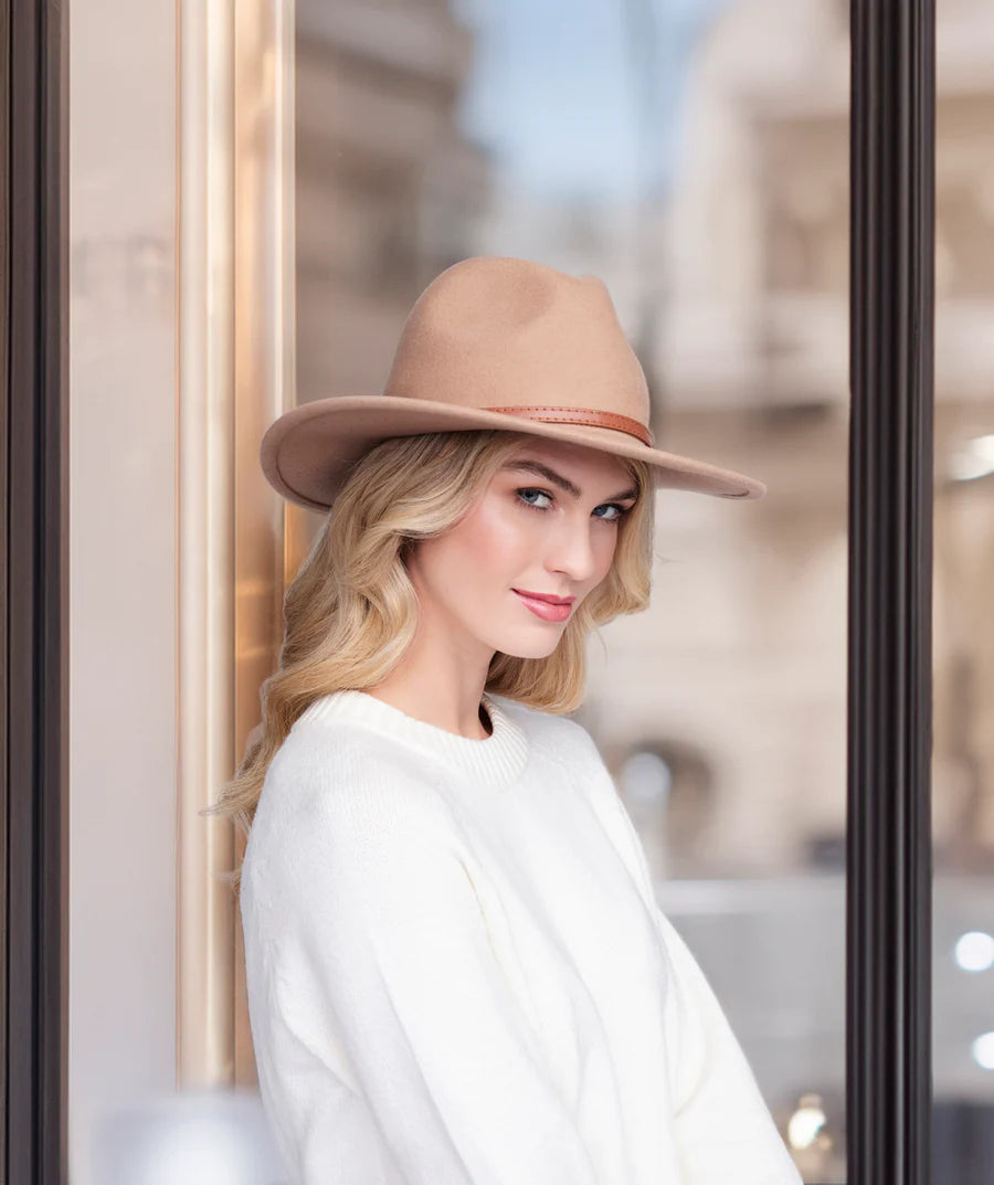 Miriam - Wool Fedora Hat with PU Belt Band