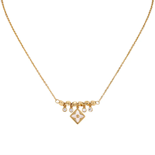 Plated Necklace with Cubic Zirconia Stones and a Free Gift Box