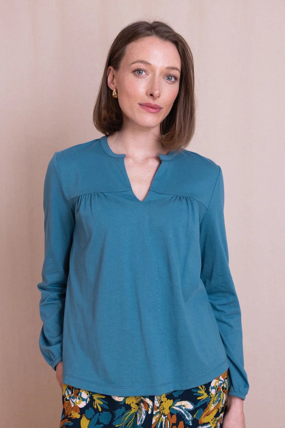 Organic Cotton Notch Neck Top - Duck