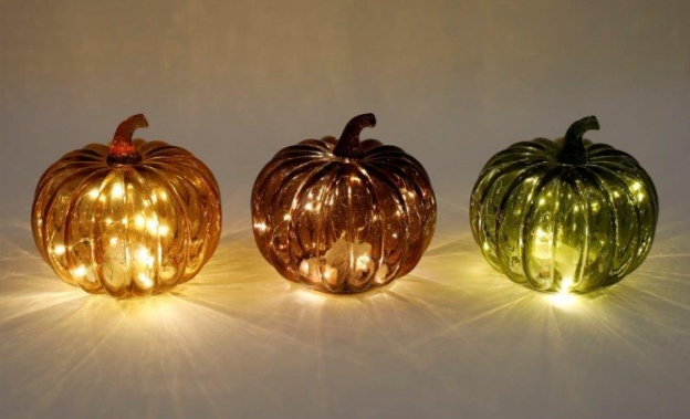 Autumn Led Glass Pumpkin