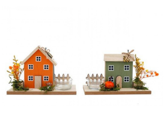 Autumn Wooden House Tea Light Holder
