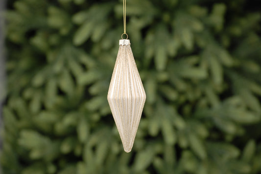 White & Gold Glass Drop Bauble