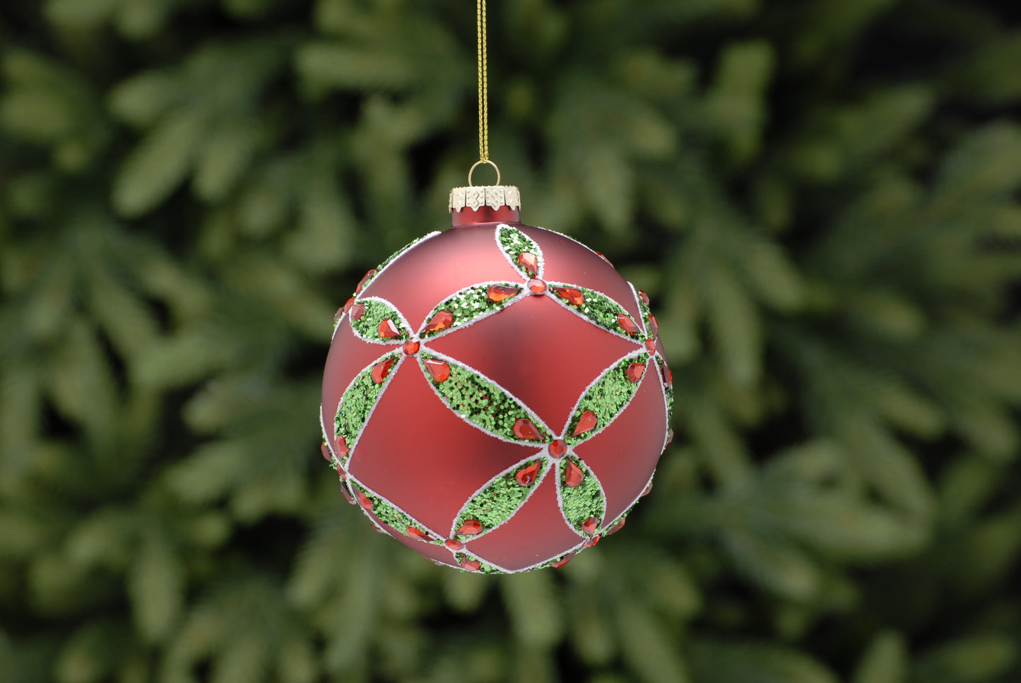 Red & Green Glass Ball Bauble