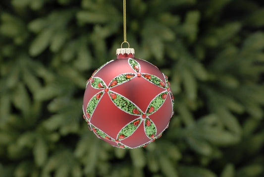 Red & Green Glass Ball Bauble