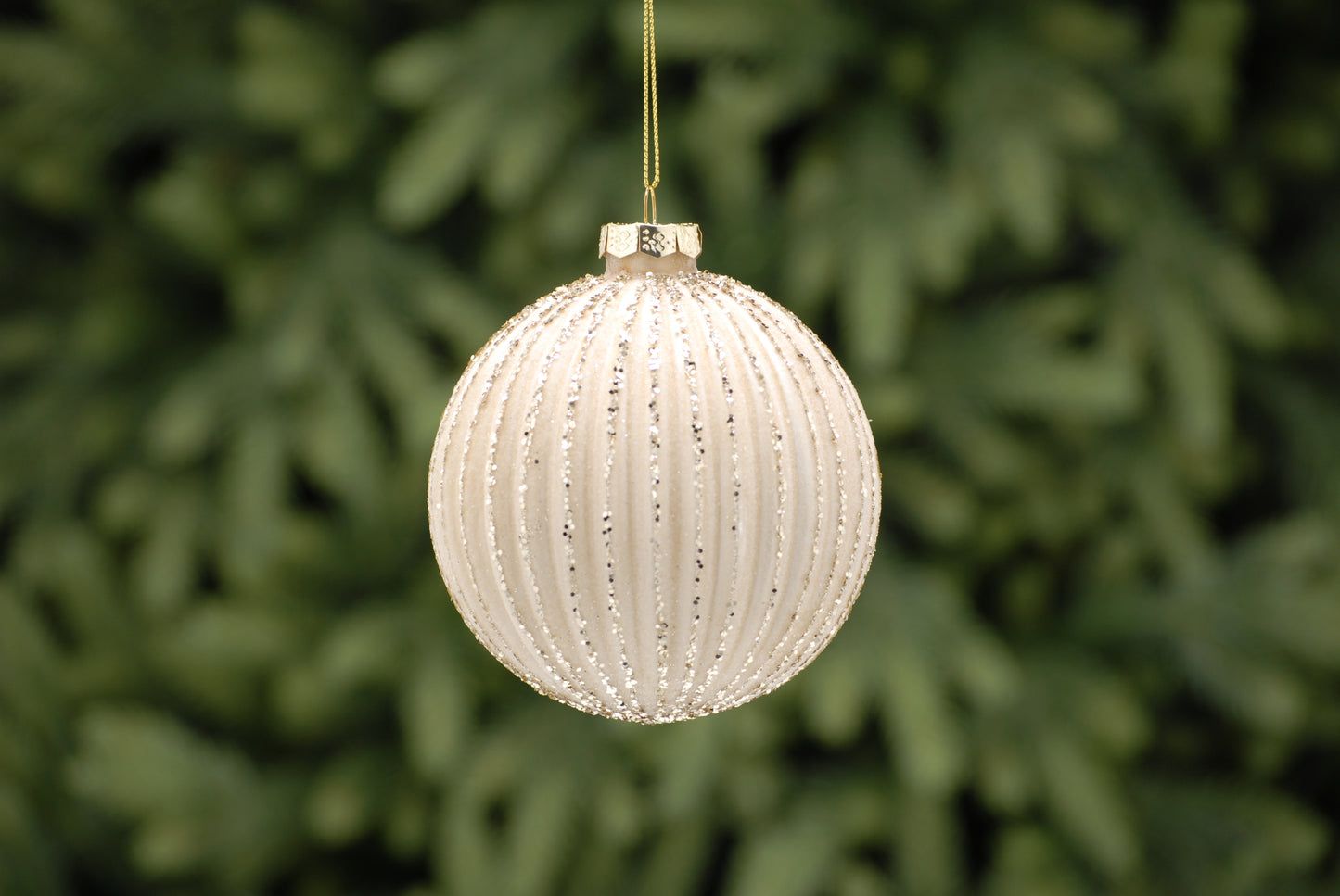 White & Gold Glass Ball Bauble