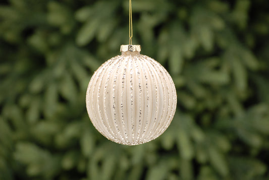 White & Gold Glass Ball Bauble