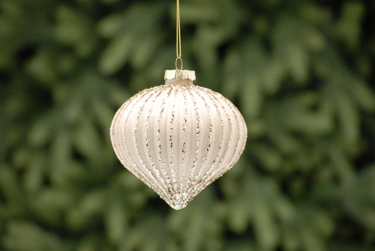 White & Gold Glass Onion Bauble