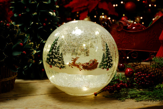 Santa & Sleigh Crackle Effect Ball
