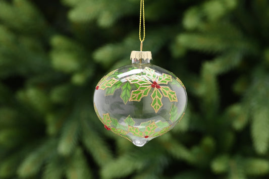 Glass Onion with Holly Design Bauble