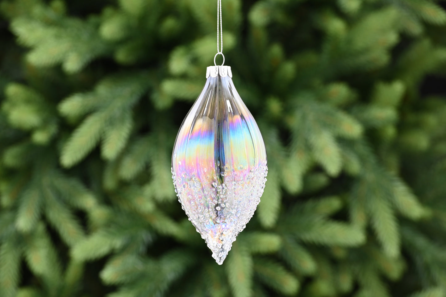 Glass Drop Translucent Petrol Effect Bauble