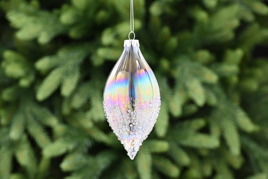Glass Drop Translucent Petrol Effect Bauble