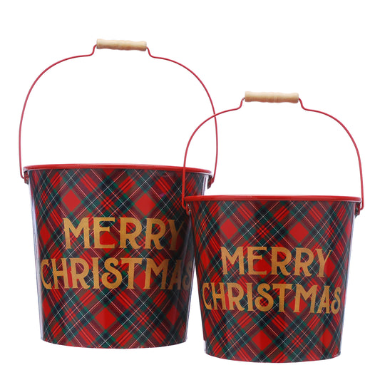 Metal Merry Christmas Bucket