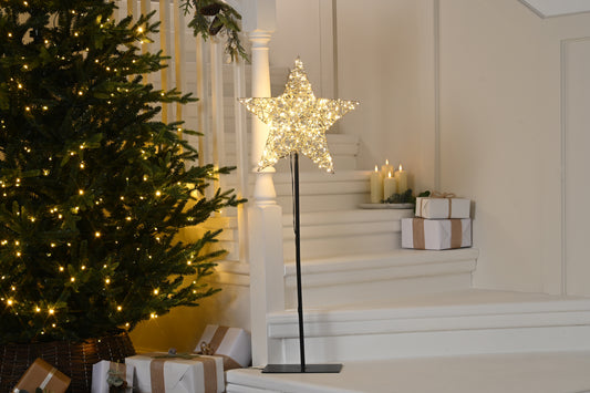 Warm White Lit Star on Stand