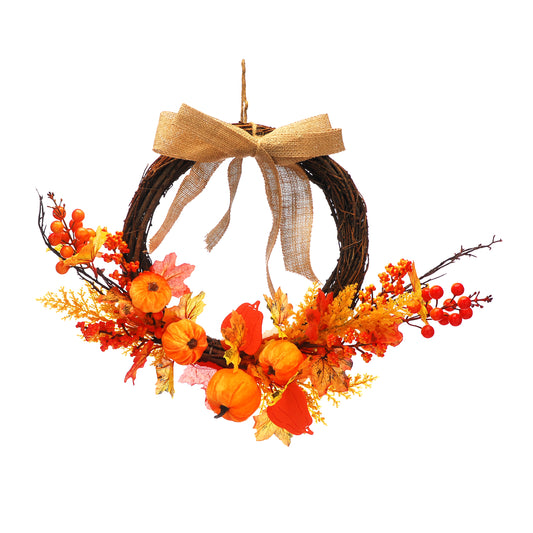 Pumpkins & Leaf Wreath