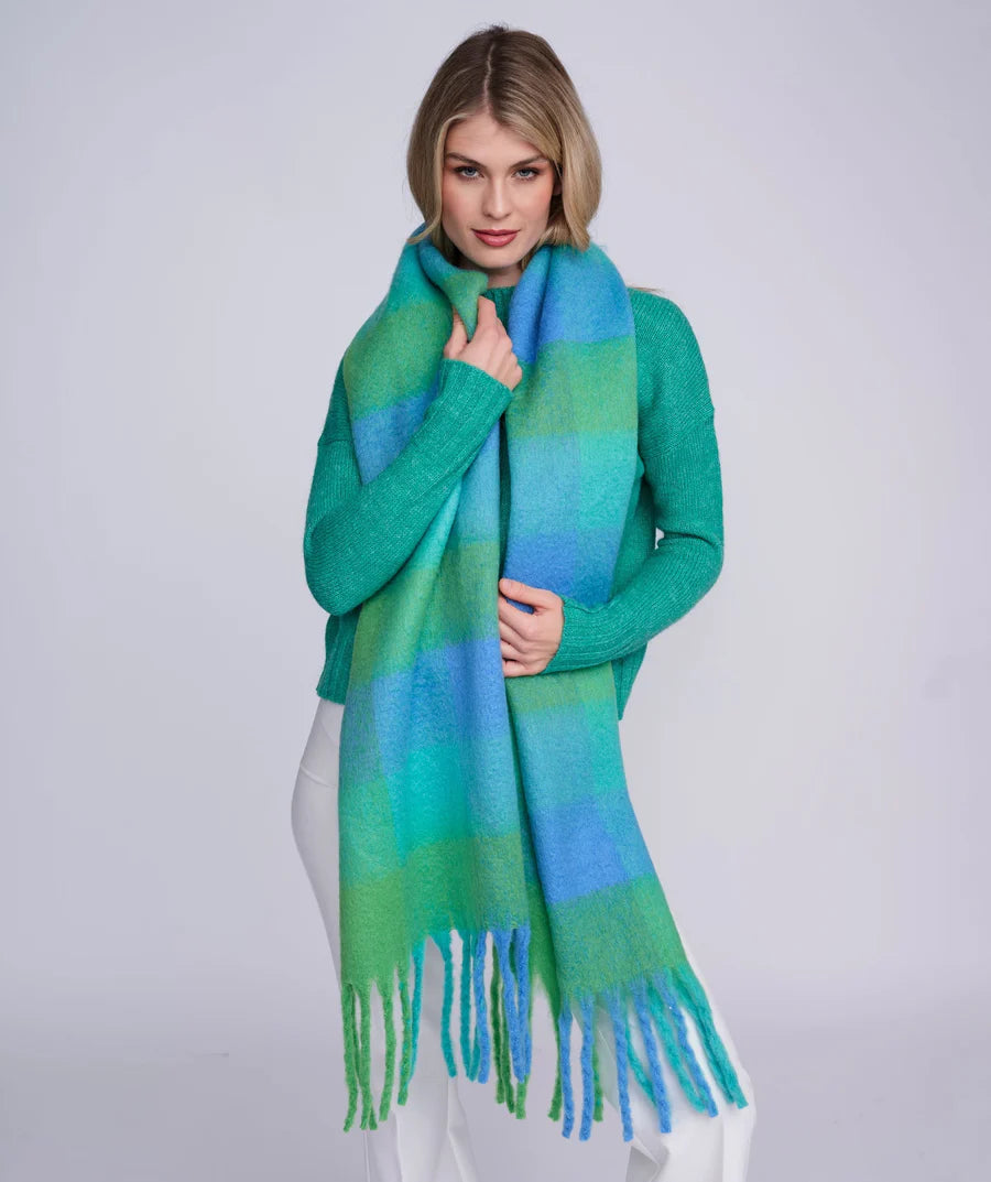 Santoro - Blue Bold Check Winter Scarf
