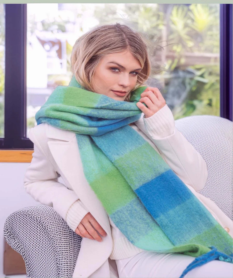 Santoro - Blue Bold Check Winter Scarf
