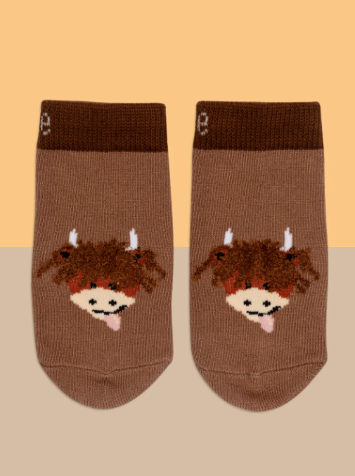 Neutral Highland Cow Socks