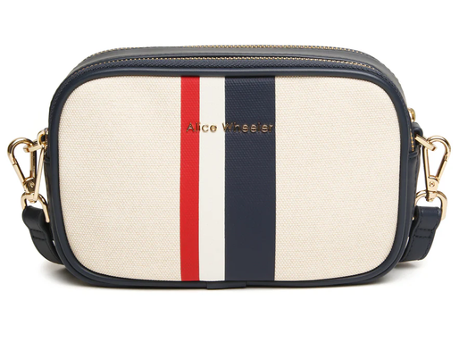 Stripe Madrid Camera Crossbody Bag - Navy