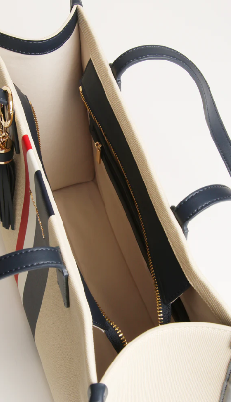 Stripe Amalfi Tote Bag - Navy