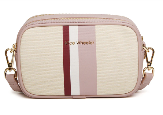 Stripe Madrid Camera Crossbody Bag - Pink